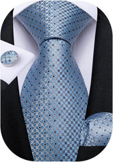 Mens Tie Set Silk Solid Paisley Necktie and Pocket Square Cufflinks Classic Formal Ties for Men Wedding Party